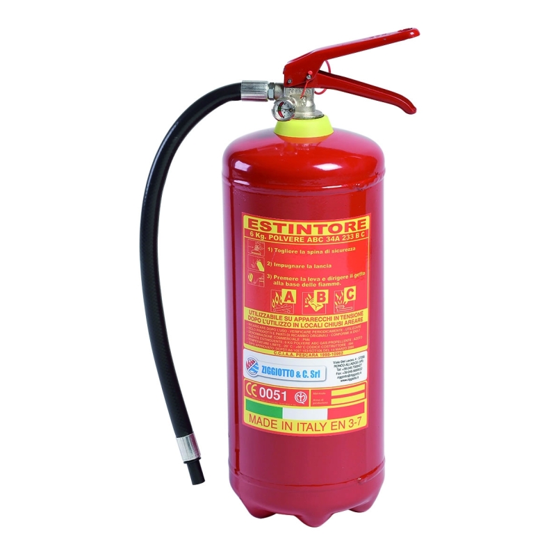 Estintore a polvere 6 kg - UNI 3/7 - 34A - 233 BC