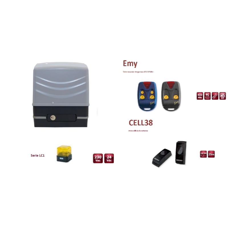 Kit Cancello scorrevole BEB - portata 600 Kg - frequenza 433 MHz 