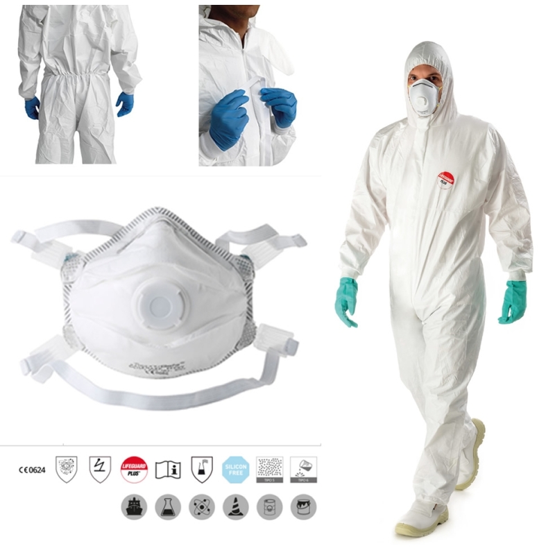 Kit per verniciatura spary maschera guanti tuta