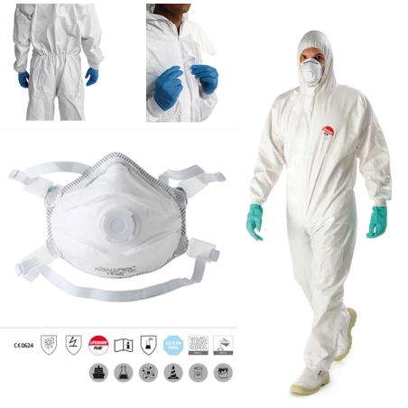 Kit per verniciatura spary maschera guanti tuta